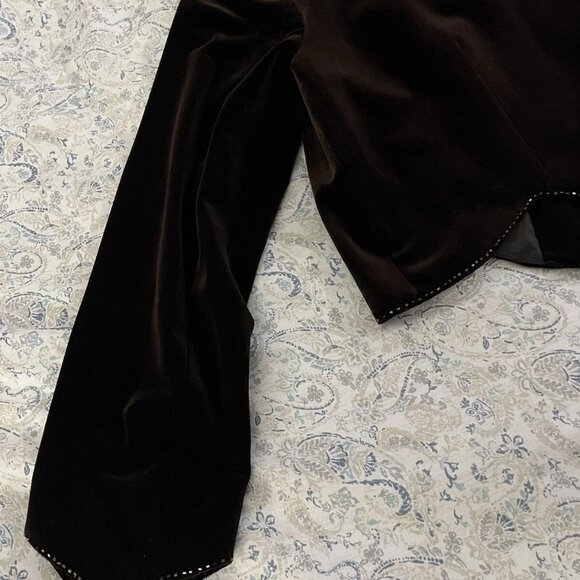Size 12 Brown Velvet Adrianna Papell Blazer Jacket - Picture 8 of 15